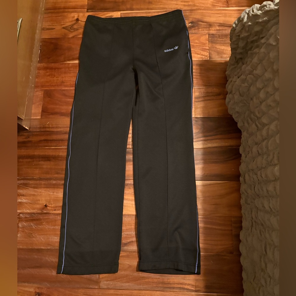 adidas Black Track Pants with Blue Piping